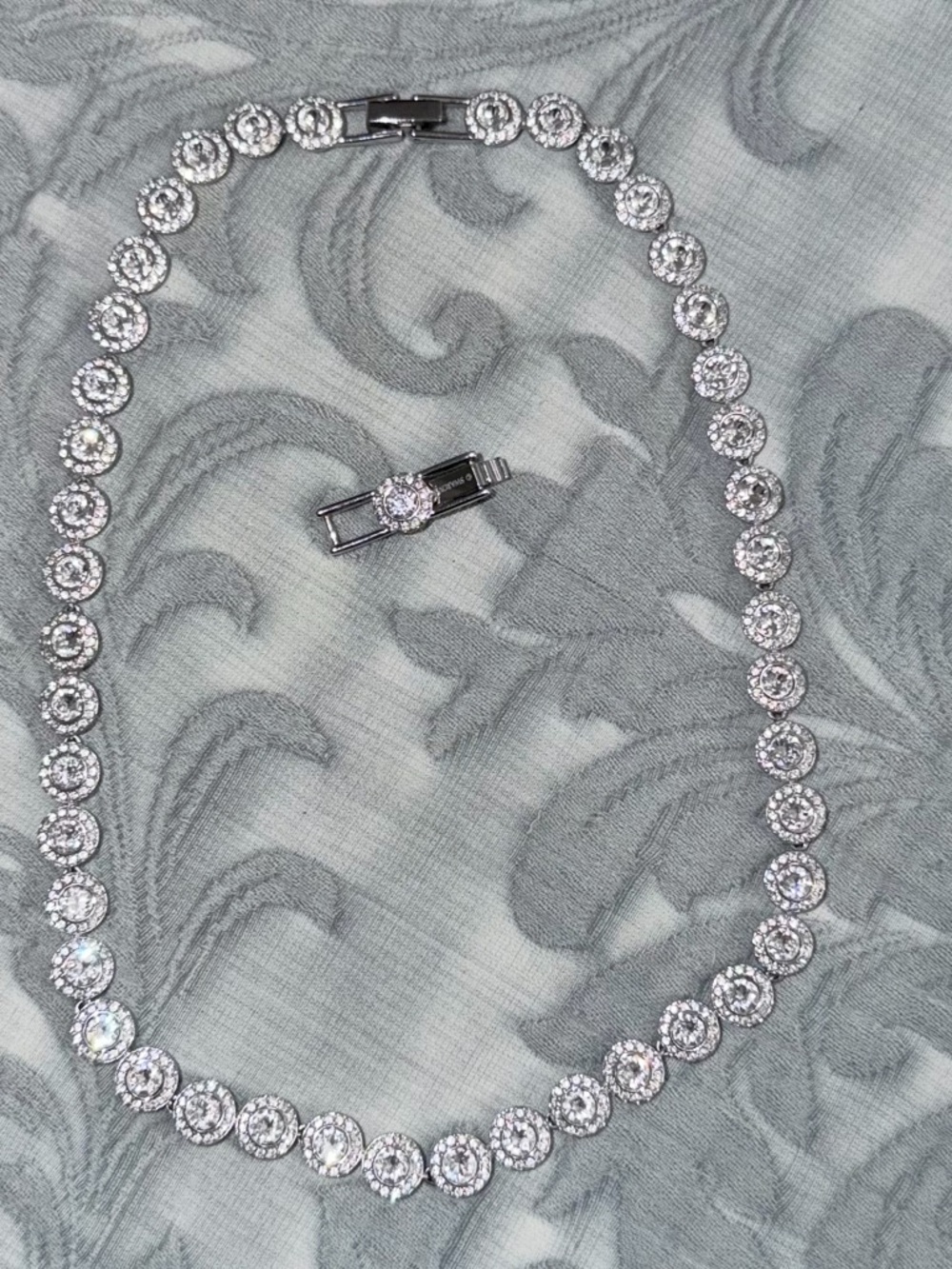 Swarovski Silver Round Crystal Halo Necklace